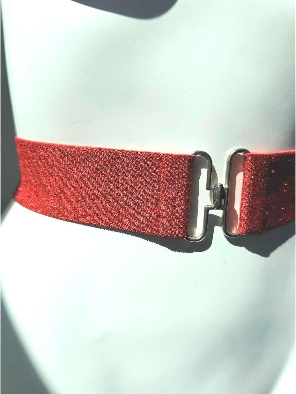 Vintage Red Stretch Belt Wide 80s Statement Belt - Picture 3 of 8